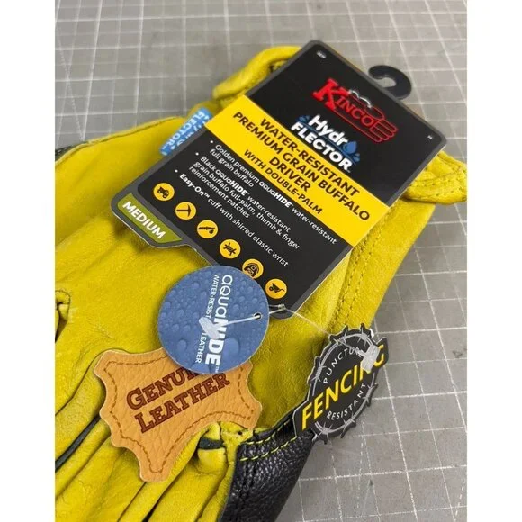 Kinco Hydroflector Men's Full Grain Leather Driver Gloves Sz M New~Double Palm - Picture 4 of 6